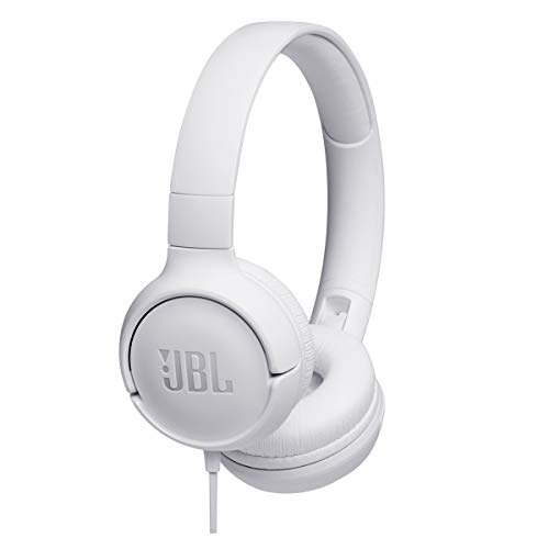JBL TUNE500 Wired On-Ear Headphones One-Button Remote Mic (White)
