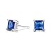 Women 6MM Sterling Silver Created Blue Sapphire Stud Earrings … (Square)