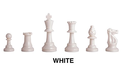 Triple - Weighted Regulation Colored Plastic Chess Pieces - White - by US Chess Federation