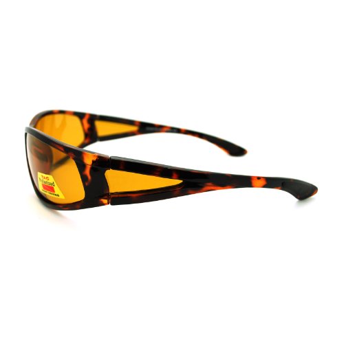 Polarized Lens Mens Wrap Around Sports Sunglasses Tortoise