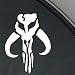 STAR WARS Decal MANDALORIAN SKULL BOBA FETT Sticker | 5" X 3.9" (White) | CMI136