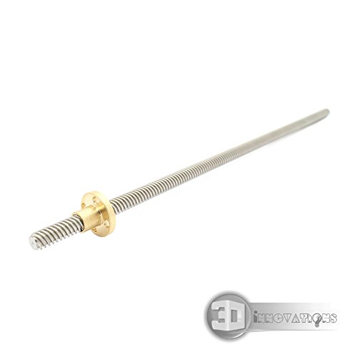 3D Innovations CHPSS548-2 3D Printer Trapezoidal Screw Thsl-300-8D Lead Screw Dia 8mm Thread 8mm Length 300mm with Copper Nut (Length: 300mm)