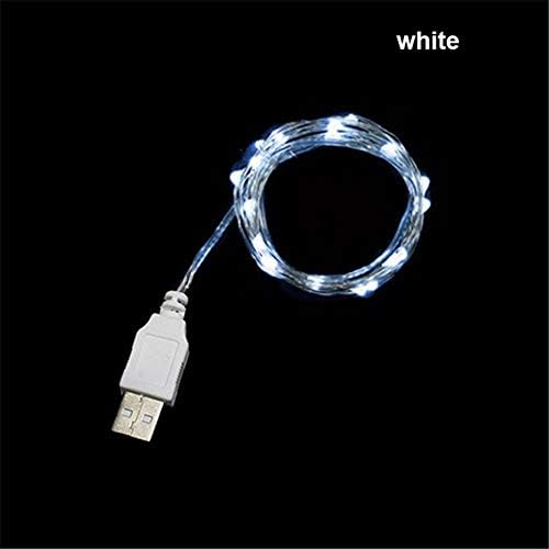 Led String Lights USB Hanging Home Holiday Christmas Party Decoration String Lights Decorative Lights White 3 Meters 30 Lights (Button Battery)