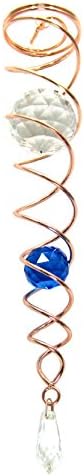 Crystal Twister Gazing Ball Spiral Tail Cyclone Illusion Wind Spinner Stabilizing Accessory (14" Inch, Copper Wire Blue Orb)