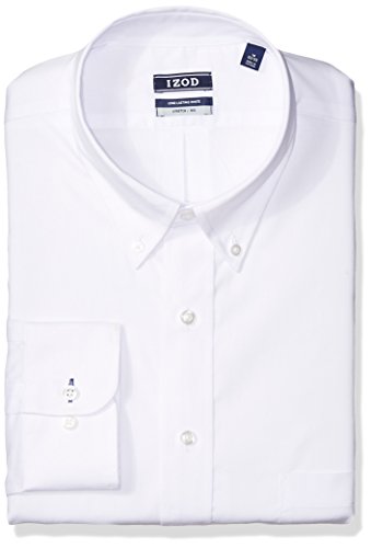 IZOD Men's FIT Dress Shirts Stretch Solid (Big and Tall), White, 20