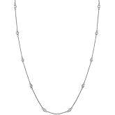 BERRICLE Yellow Gold Flashed Sterling Silver Station Necklace for Women, Cubic Zirconia, 1-2 Piece Set - Paperclip, Solitaire Designs