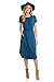 iconic luxe Women's Short Sleeve Flare Midi Dress with Pockets Large Teal