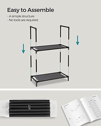 SONGMICS Zapatero Organizador de Zapatos de 10 Niveles con Marco de Acero Estantes de Tela no Tejida, Desmontable y Ajustable, 33x33x173 cm MLSH010B02