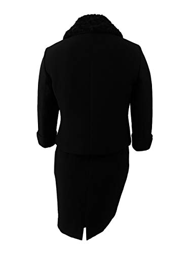Tahari ASL Women's Faux-Fur-Collar Skirt Suit (8, Black) - Thumbnail 2