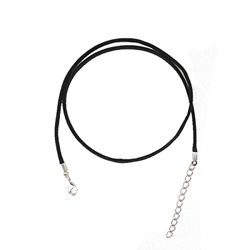 Glory Qin 10pcs Black Leather Necklace Cord Chain 1.5mm 2" Extension Chain (18 Inches)