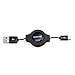 GEPLiNK Retractable USB Port to Micro USB Data Cable and Quick Charging Cord for Samsung Android Smartphone 3ft in Black