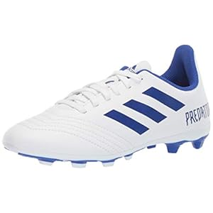 adidas Firm Ground Predator 19.4 Soccer Shoe (unisex-child) White/Bold Blue/Bold Blue 1 Little Kid
