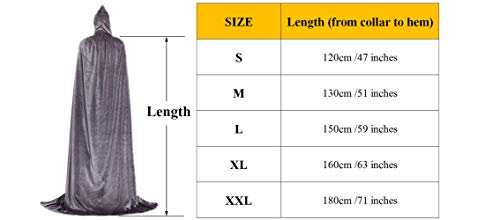 ALIZIWAY Hooded Cloak Full Long Velvet Cape for Halloween Cosplay Costume Cloak Gray 06HS - Thumbnail 5