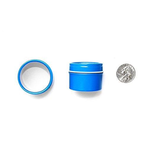 Mimi Pack 1 oz Deep Round Clear Window Tin Slip Top Lid For Salves, Favors, Spices, Balms, Candles, Gifts Limited Run Series 24 Pack (Blue)