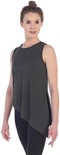 AFC Womens Asymmetric Side-Tie Sleeveless Top for Dance, Barré, Yoga, Grey Lg/XL
