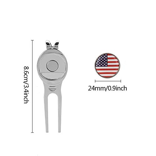 CHIVENIDO Premium USA Flag Metal Golf Divot Repair Tool and Magnetic Ball Marker (1) - Thumbnail 3