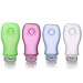 FNSHIP 4 Pack Sucker type Portable Food Grade Squeeze Silicone Liquid Travel Bottles For Shampoo, Conditioner, Lotion, Toiletries, Food condiment (2OZ,White+Blue+Green+Pink)