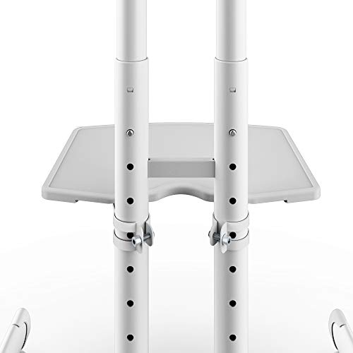 Kanto MTM65PLW Height Adjustable Mobile TV Stand with Adjustable Shelf