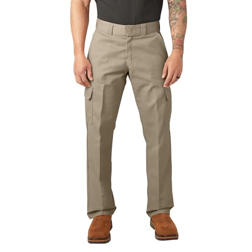 Dickies Men's Relaxed Straight Leg Cargo Work Pant, Desert Sand, 44W x 30L