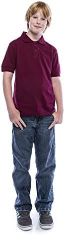 ALL Polo Big Boy's Short Sleeve 3 Button Plain Polo Shirts for Boys, Size 20, Burgundy