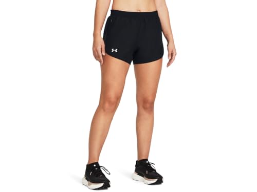 Under Armour Womens Fly By Shorts, (001) Black/Black/Reflective, X-Large