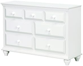Lang Furniture Madison 7-Drawer Dresser with Roller Glides, 16 by 48 by 33-Inch, White