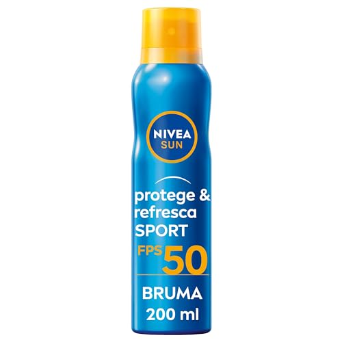 Protege & Refresca Spray Bruma Solar FP50 (1 x 200 ml), protector solar en spray transparente, bruma refrescante y resistente al agua (El empaque puede variar)