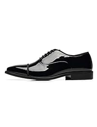 Faranzi Zapatos de Esmoquin de Cuero Patente Zapatos de Boda para Hombres Cap Toe Encaje Formal de Negocios Oxford Zapatos