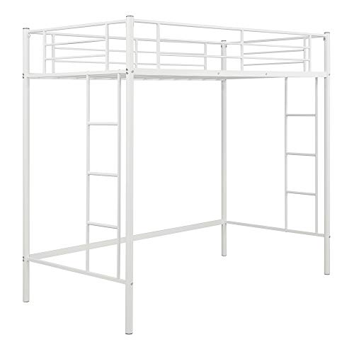 Twin Loft Bed Frame with 2 Ladders, High Metal Loft Bed for Kids, 220 lbs Weight Limits, Twin