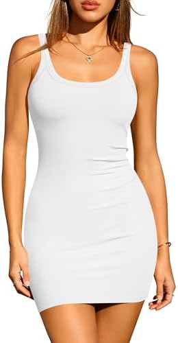 Amazon.com: BORIFLORS Women's Casual Basic One Shoulder Tank Top Bodycon  Mini Club Dress,X-Small,White : Clothing, Shoes & Jewelry