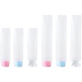 Feilguee 6 Pcs 1oz and 1.7oz Travel Bottles Empty Refillable Toothpaste Tubes Containers Small Mini Size Squeeze Dispensers, Pump Dispensers Refillable Containers