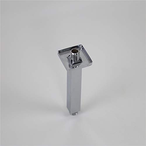 Weirun Bathroom 1/2 NPT All Brass 6-Inch Square Straight Shower Arm with Flange for Fixed Shower Head Ceiling Mount,Chrome