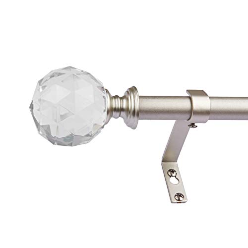 WL.Rocaille Diamond Curtain Rod 3/4 Inch Curtain Rods, Acrylic Finials