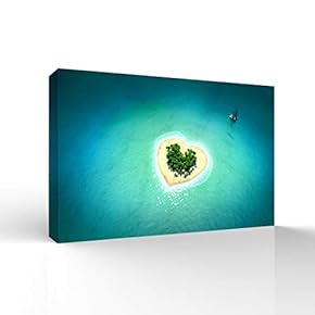 Canvas Wall Art for Living Room,Bedroom Home Artwork Paintings Heart-Shaped Island Ready to Hang - 12x18 inches