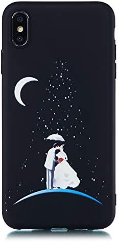 Artfeel Black Soft Silicone Case for iPhone XS,iPhone X Case,Starry Sky Design Phone Case with Cute Couple Pattern,Ultra Slim Flexible TPU Bumper Anti-Scratch Back Cover