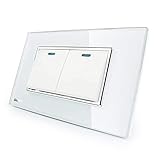 LIVOLO White US/AU Standard 2 Gang 2 Way Push Button Switch With Luxury Tempered Glass Panel,AC110-220V,C3K2S-81