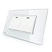 LIVOLO White US/AU Standard 2 Gang 2 Way Push Button Switch With Luxury Tempered Glass Panel,AC110-220V,C3K2S-81