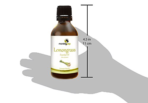 Lemongrass Oil 4 OZ by Morning Pep Large Bottle Pure and Natural Therapeutic Grade, Undiluted Unfiltered and with no fillers, Premium Quality Aromatherapy Lemongrass Essential Oil (118 ML)