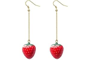 Red Strawberry Earring Acrylic Fruit Resin Strawberry Drop Dangle Earrings 3D Cute Sweet Red Strawberry Charms Earring Funny 
