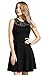 Sylvestidoso Women's A-Line Sleeveless Pleated Little Black Cocktail Party Dress with Floral Lace (M, Black)