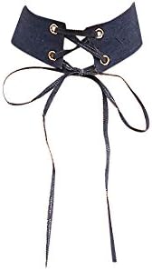Tiki Paris Dainty Womens Denim Lace Up Choker Necklace