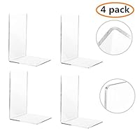 CY craft 4 Pieces Bookends,Clear Acrylic Bookends for Shelves,Heavy Duty Book Ends and Desktop Organizer,Book Stopper for Books/Movies/CDs,7.3 ×4.8× 4.8 inch