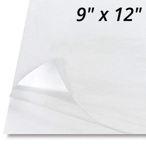 10 Pack - Adhesive Backed Glossy Stencil Sheets, Transparent Clear Plastic Film Sticky Back Self-Stick, Great Stencils for Painting, 9