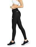 Baleaf Women's Compression Pants Workout Running Yoga Leggings Back Pocket Black Size M