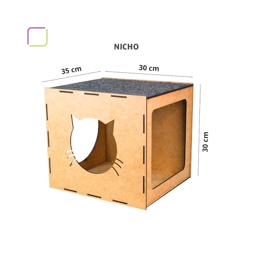 BOXFAN Playground para gatos 14 peças, inclui pontes, nichos, degraus e prateleiras em mdf com carpete antiderrapante, brinquedo e móvel suspenso para gatos