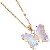 TengRiah Colorful Bohemian Acrylic Butterfly Necklace, Adjustable Retro Chain Necklace, Jewelry Gift for Women Friendship Party-5