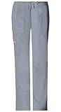 Cherokee Women's Ww Core Stretch Mid Rise Drawstring Cargo Pant, Grey, XXX-Large