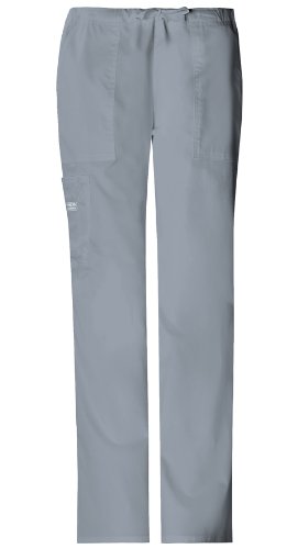 Cherokee Women's Ww Core Stretch Mid Rise Drawstring Cargo Pant, Grey, XXX-Large