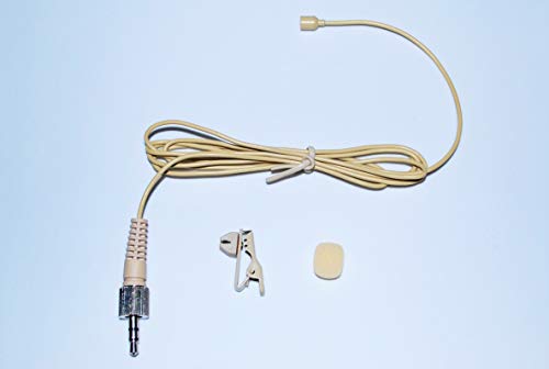 Beige Lavalier Lapel Mic w/ 3.5mm Screw Lock Stereo Plug for Sennheiser