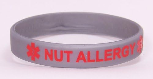 Nut Allergy Silicone Bracelet, Silver